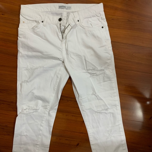 Zara white distressed boyfriend jeans - Picture 2 of 5